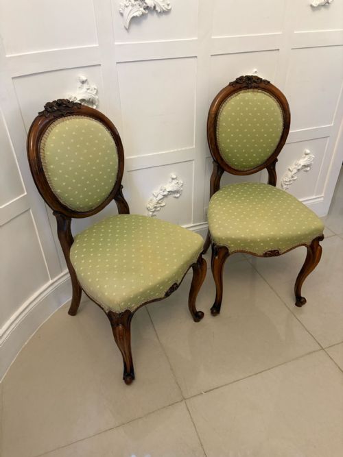 PAIR OF ANTIQUE VICTORIAN QUALITY CARVED WALNUT SIDE CHAIRS - ADDITIONAL PHOTO 8