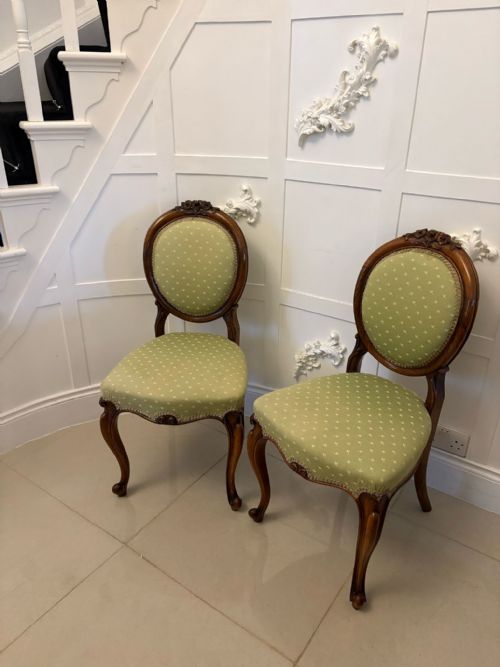 PAIR OF ANTIQUE VICTORIAN QUALITY CARVED WALNUT SIDE CHAIRS - ADDITIONAL PHOTO 10