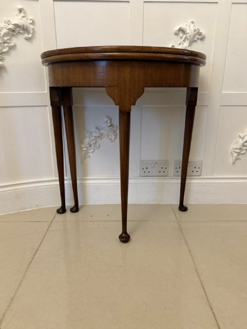 ANTIQUE VICTORIAN QUALITY MAHOGANY DEMI LUNE SHAPED CARD TABLE - ADDITIONAL PHOTO 5