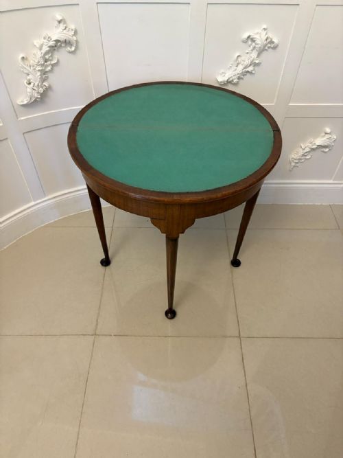 ANTIQUE VICTORIAN QUALITY MAHOGANY DEMI LUNE SHAPED CARD TABLE - ADDITIONAL PHOTO 12