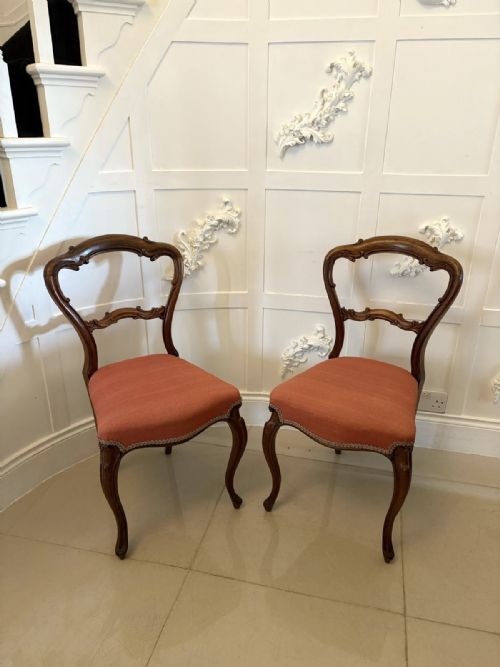 Pair of Quality Antique Victorian Carved Rosewood Side Chairs