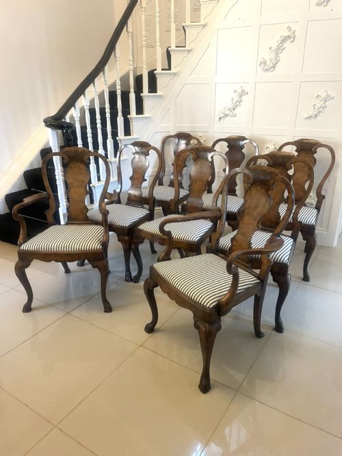 fig 1. Outstanding Quality Set of 8 Antique Victorian Burr Walnut Dining Chairs 