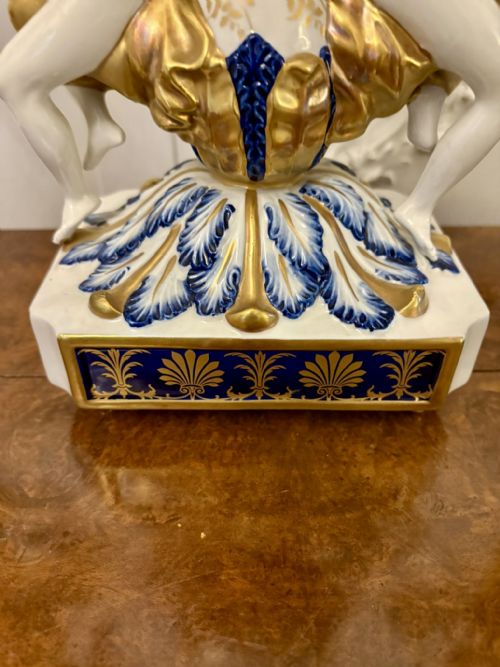 fig 1. Outstanding Quality Large Antique Victorian French Porcelain and Gilded Metal Clock Set