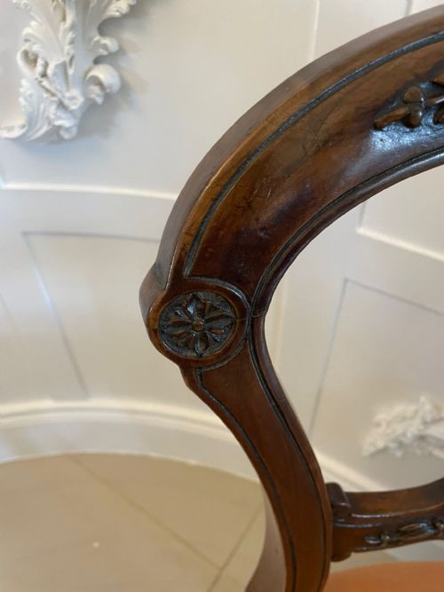SET OF 4 QUALITY ANTIQUE VICTORIAN CARVED WALNUT DINING CHAIRS - ADDITIONAL PHOTO 1