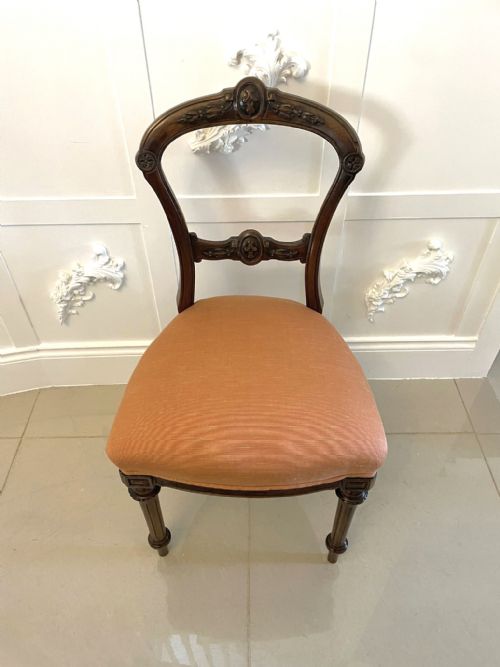 SET OF 4 QUALITY ANTIQUE VICTORIAN CARVED WALNUT DINING CHAIRS - ADDITIONAL PHOTO 4