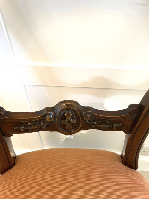 SET OF 4 QUALITY ANTIQUE VICTORIAN CARVED WALNUT DINING CHAIRS - ADDITIONAL PHOTO 7