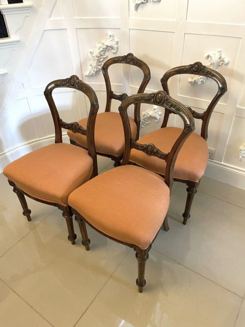 SET OF 4 QUALITY ANTIQUE VICTORIAN CARVED WALNUT DINING CHAIRS - ADDITIONAL PHOTO 13