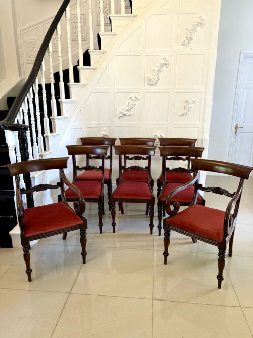 SET OF 8 ANTIQUE REGENCY QUALITY MAHOGANY DINING CHAIRS