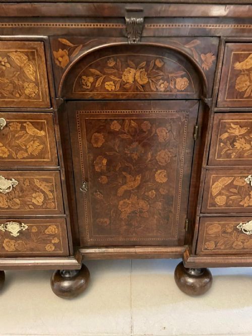 ANTIQUE WILLIAM AND MARY OUTSTANDING QUALITY BURR WALNUT INLAID MARQUETRY DOUBLE DOME BUREAU BOOKCASE - ADDITIONAL PHOTO 24