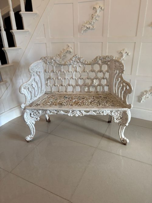 SUPERB QUALITY ANTIQUE EARLY VICTORIAN ORNATE CAST IRON GARDEN SEAT - ADDITIONAL PHOTO 4