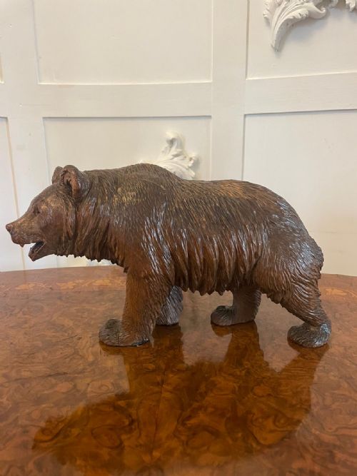 Large Antique 19th Century Quality Carved Black Forest Bear