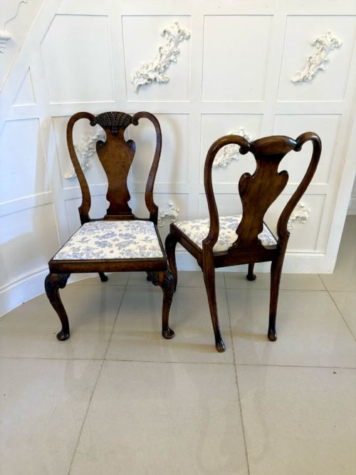 SUPERB QUALITY SET OF 6 ANTIQUE VICTORIAN CARVED BURR WALNUT DINING CHAIRS - ADDITIONAL PHOTO 2