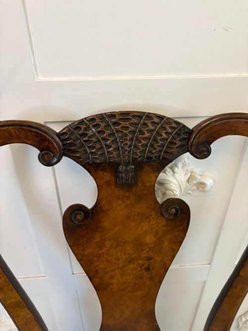 SUPERB QUALITY SET OF 6 ANTIQUE VICTORIAN CARVED BURR WALNUT DINING CHAIRS - ADDITIONAL PHOTO 3