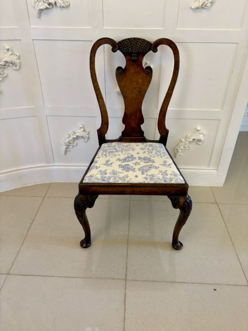 SUPERB QUALITY SET OF 6 ANTIQUE VICTORIAN CARVED BURR WALNUT DINING CHAIRS - ADDITIONAL PHOTO 5