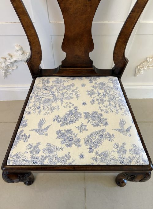 SUPERB QUALITY SET OF 6 ANTIQUE VICTORIAN CARVED BURR WALNUT DINING CHAIRS - ADDITIONAL PHOTO 9