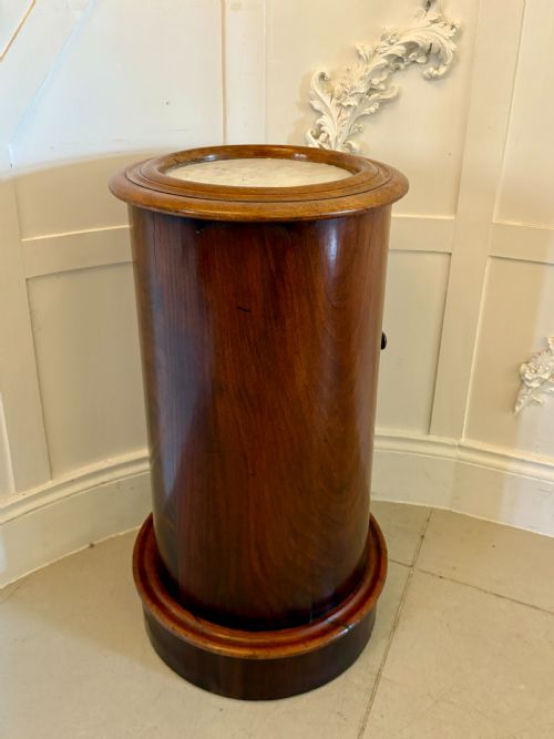 ANTIQUE VICTORIAN QUALITY ROUND FIGURED MAHOGANY PEDESTAL CUPBOARD - ADDITIONAL PHOTO 3