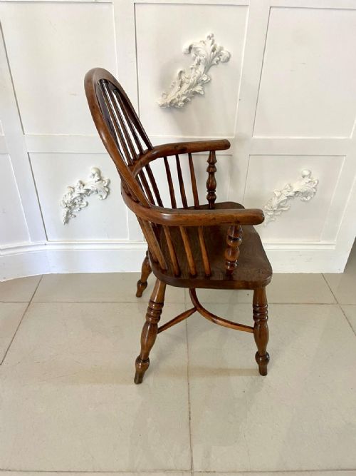 ANTIQUE GEORGE III QUALITY CHILDS YEW WOOD WINDSOR CHAIR - ADDITIONAL PHOTO 1