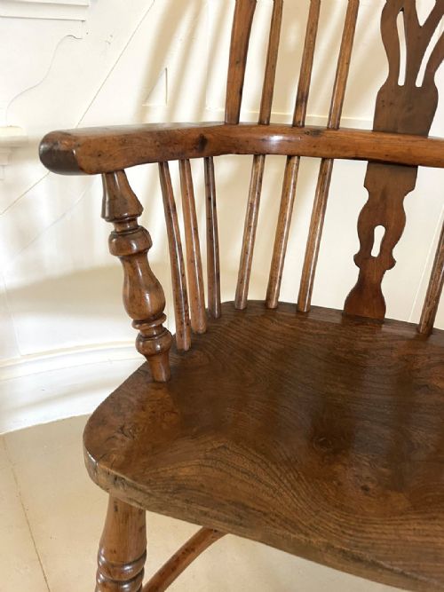 ANTIQUE GEORGE III QUALITY CHILDS YEW WOOD WINDSOR CHAIR - ADDITIONAL PHOTO 5