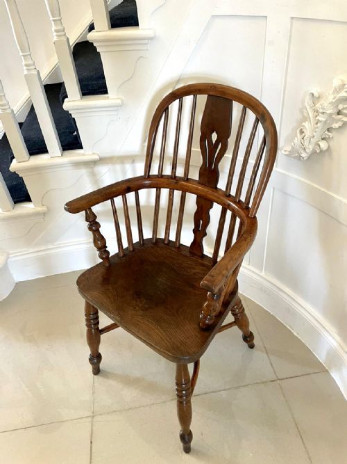 ANTIQUE GEORGE III QUALITY CHILDS YEW WOOD WINDSOR CHAIR - ADDITIONAL PHOTO 7