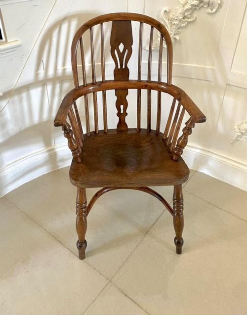ANTIQUE GEORGE III QUALITY CHILDS YEW WOOD WINDSOR CHAIR - ADDITIONAL PHOTO 9