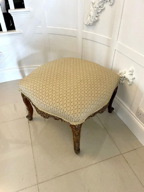 ANTIQUE VICTORIAN CARVED WALNUT AND GILT STOOL - ADDITIONAL PHOTO 2