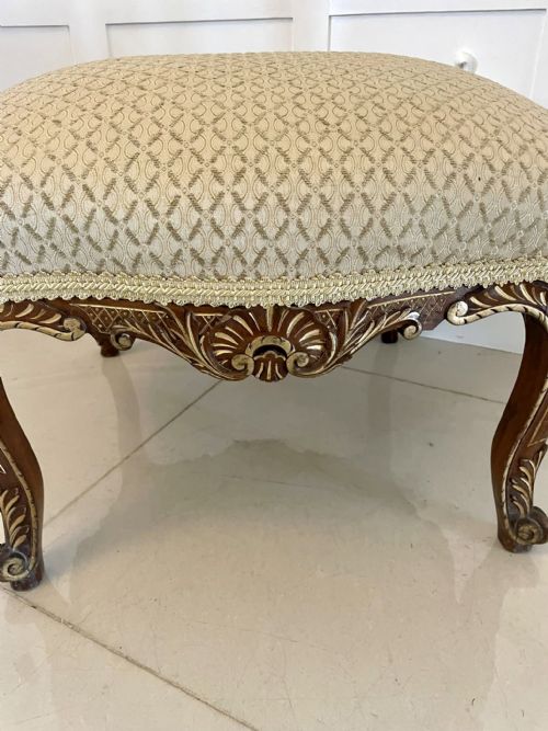 ANTIQUE VICTORIAN CARVED WALNUT AND GILT STOOL - ADDITIONAL PHOTO 5