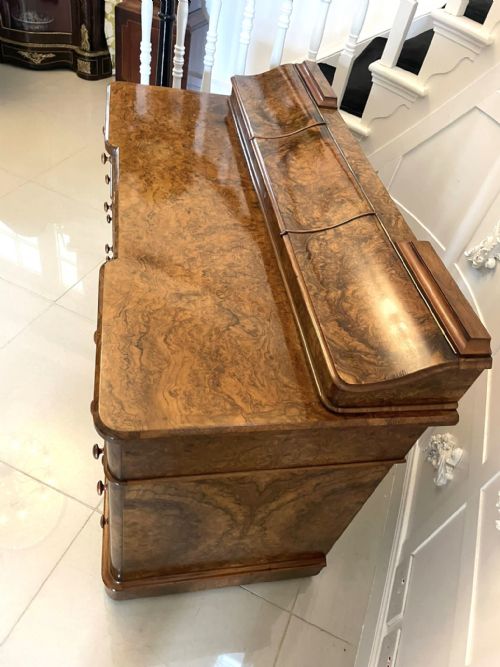 OUTSTANDING QUALITY ANTIQUE VICTORIAN BURR WALNUT KNEEHOLE DESK BY MAPLE CO - ADDITIONAL PHOTO 3