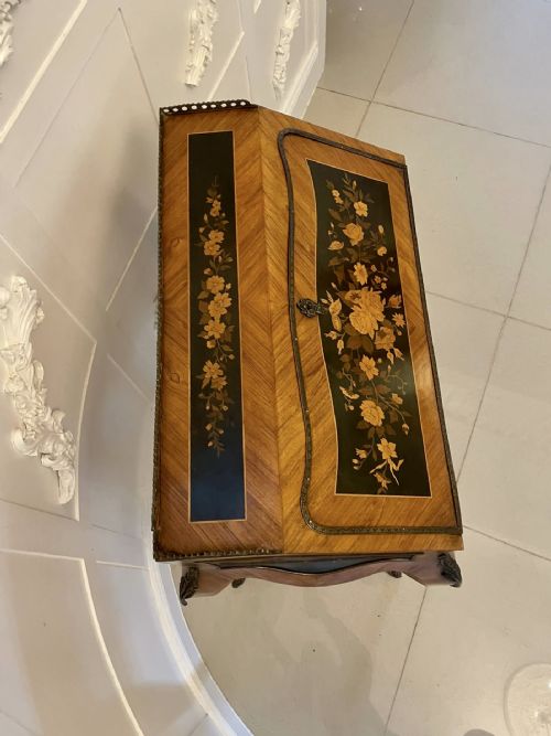 ANTIQUE VICTORIAN QUALITY SATINWOOD FREESTANDING MARQUETRY INLAID FRENCH BUREAU - ADDITIONAL PHOTO 13