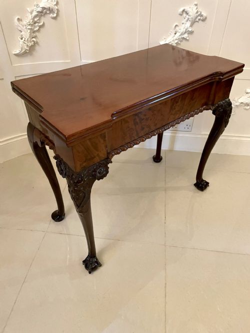 ANTIQUE GEORGE III 18TH CENTURY CHIPPENDALE QUALITY CARVED MAHOGANY CARDSIDE TABLE