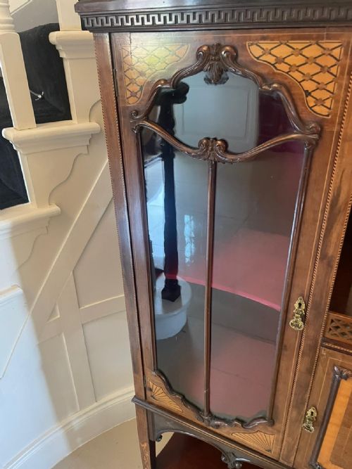 OUTSTANDING QUALITY LARGE ANTIQUE VICTORIAN MAHOGANY INLAID SATINWOOD DISPLAY CABINET - ADDITIONAL PHOTO 14