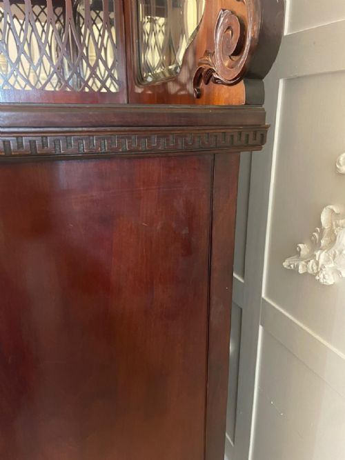 OUTSTANDING QUALITY LARGE ANTIQUE VICTORIAN MAHOGANY INLAID SATINWOOD DISPLAY CABINET - ADDITIONAL PHOTO 4