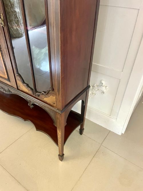 OUTSTANDING QUALITY LARGE ANTIQUE VICTORIAN MAHOGANY INLAID SATINWOOD DISPLAY CABINET - ADDITIONAL PHOTO 8