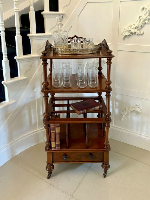 ANTIQUE VICTORIAN QUALITY MAHOGANY FREE STANDING CANTERBURY WHATNOT - ADDITIONAL PHOTO 1