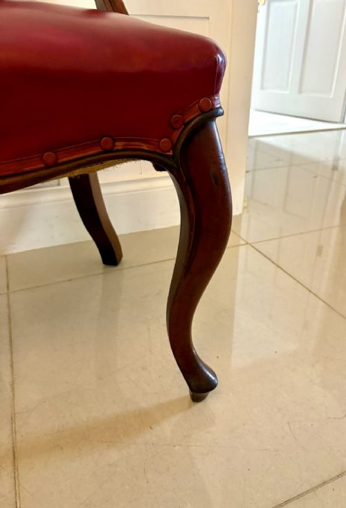 SET OF SIX ANTIQUE VICTORIAN SUPERB QUALITY CARVED MAHOGANY LIBRARYDINING CHAIRS - ADDITIONAL PHOTO 3