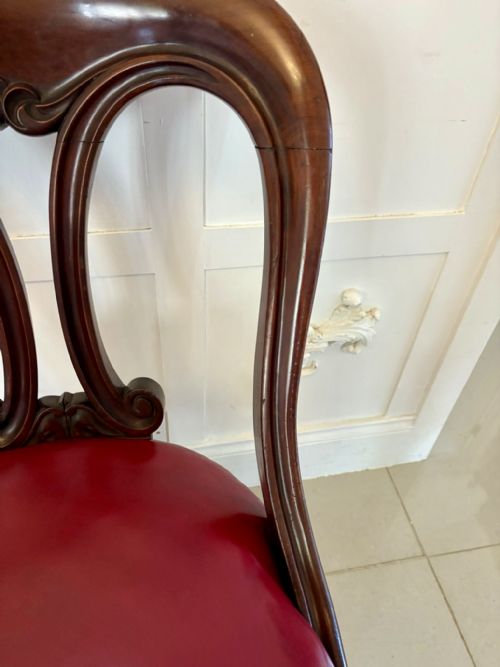 SET OF SIX ANTIQUE VICTORIAN SUPERB QUALITY CARVED MAHOGANY LIBRARYDINING CHAIRS - ADDITIONAL PHOTO 4