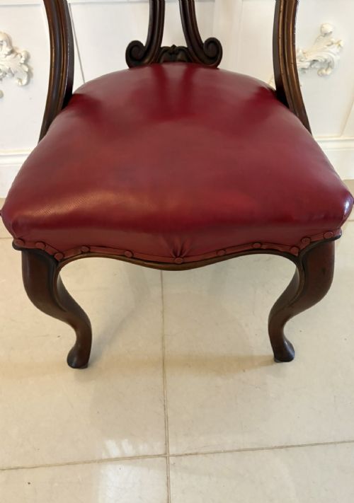 SET OF SIX ANTIQUE VICTORIAN SUPERB QUALITY CARVED MAHOGANY LIBRARYDINING CHAIRS - ADDITIONAL PHOTO 6