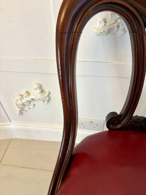 SET OF SIX ANTIQUE VICTORIAN SUPERB QUALITY CARVED MAHOGANY LIBRARYDINING CHAIRS - ADDITIONAL PHOTO 7