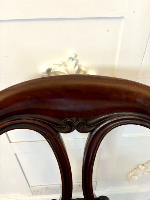 SET OF SIX ANTIQUE VICTORIAN SUPERB QUALITY CARVED MAHOGANY LIBRARYDINING CHAIRS - ADDITIONAL PHOTO 9
