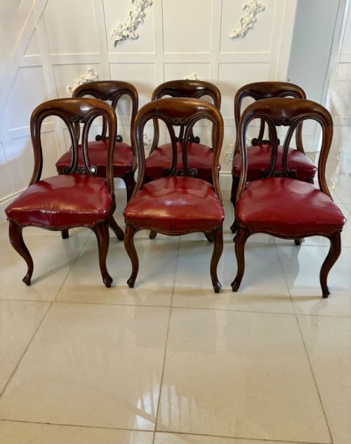 SET OF SIX ANTIQUE VICTORIAN SUPERB QUALITY CARVED MAHOGANY LIBRARYDINING CHAIRS - ADDITIONAL PHOTO 13