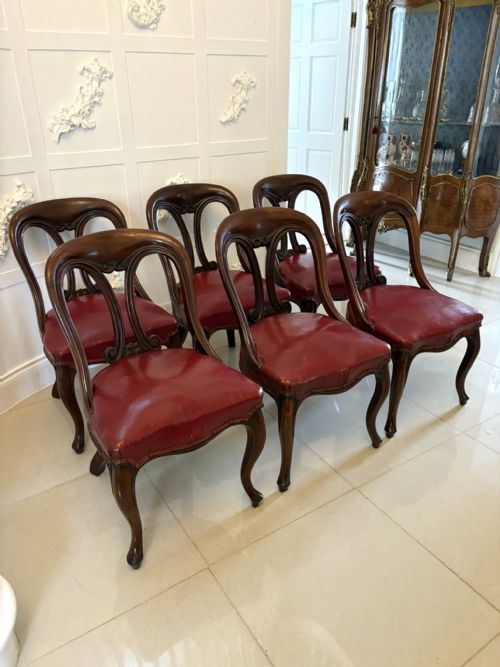 SET OF SIX ANTIQUE VICTORIAN SUPERB QUALITY CARVED MAHOGANY LIBRARYDINING CHAIRS - ADDITIONAL PHOTO 14