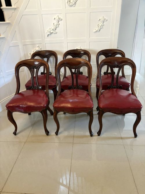 SET OF SIX ANTIQUE VICTORIAN SUPERB QUALITY CARVED MAHOGANY LIBRARYDINING CHAIRS - ADDITIONAL PHOTO 16