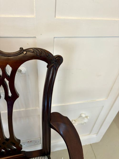 OUTSTANDING QUALITY SET OF 8 ANTIQUE VICTORIAN CARVED MAHOGANY DINING CHAIRS - ADDITIONAL PHOTO 3