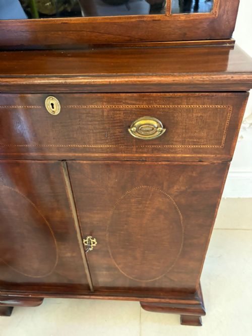 fig 1. Outstanding Quality Antique Victorian Mahogany Inlaid Bookcase