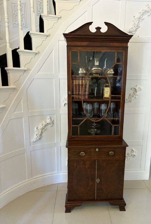 OUTSTANDING QUALITY ANTIQUE VICTORIAN MAHOGANY INLAID BOOKCASE - ADDITIONAL PHOTO 3