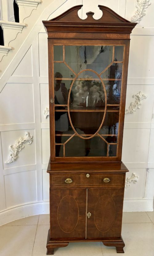 OUTSTANDING QUALITY ANTIQUE VICTORIAN MAHOGANY INLAID BOOKCASE - ADDITIONAL PHOTO 8