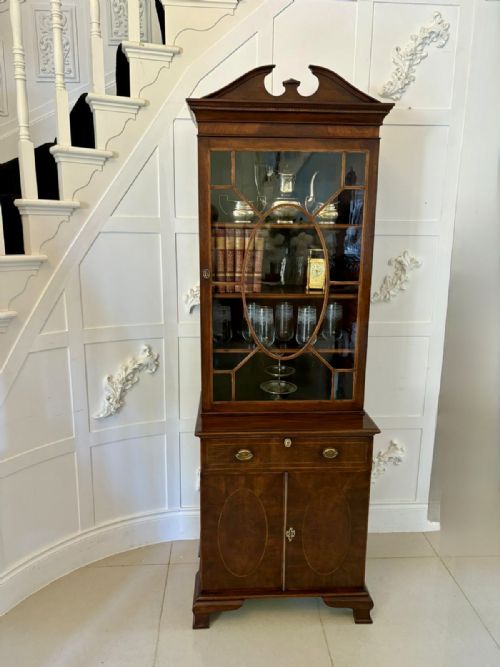 OUTSTANDING QUALITY ANTIQUE VICTORIAN MAHOGANY INLAID BOOKCASE - ADDITIONAL PHOTO 18