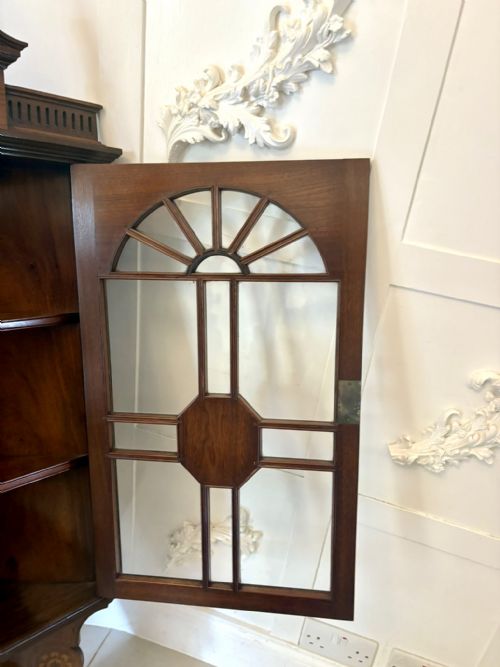UNUSUAL ANTIQUE VICTORIAN QUALITY INLAID ROSEWOOD HANGING CORNER CABINET - ADDITIONAL PHOTO 1