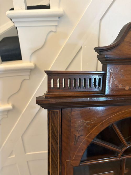 UNUSUAL ANTIQUE VICTORIAN QUALITY INLAID ROSEWOOD HANGING CORNER CABINET - ADDITIONAL PHOTO 1