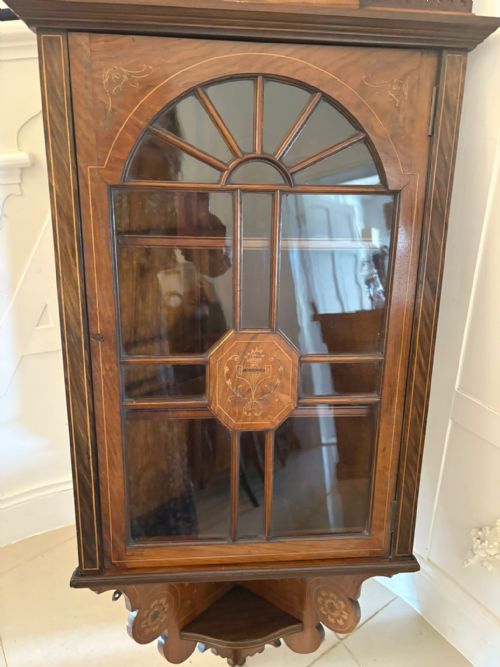 UNUSUAL ANTIQUE VICTORIAN QUALITY INLAID ROSEWOOD HANGING CORNER CABINET - ADDITIONAL PHOTO 8