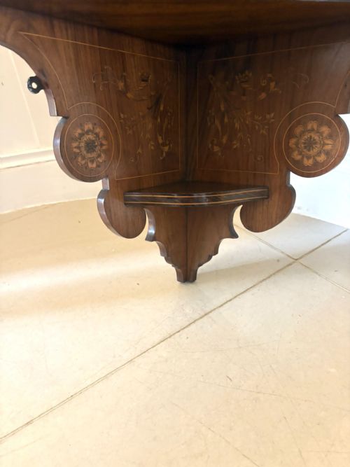 UNUSUAL ANTIQUE VICTORIAN QUALITY INLAID ROSEWOOD HANGING CORNER CABINET - ADDITIONAL PHOTO 11